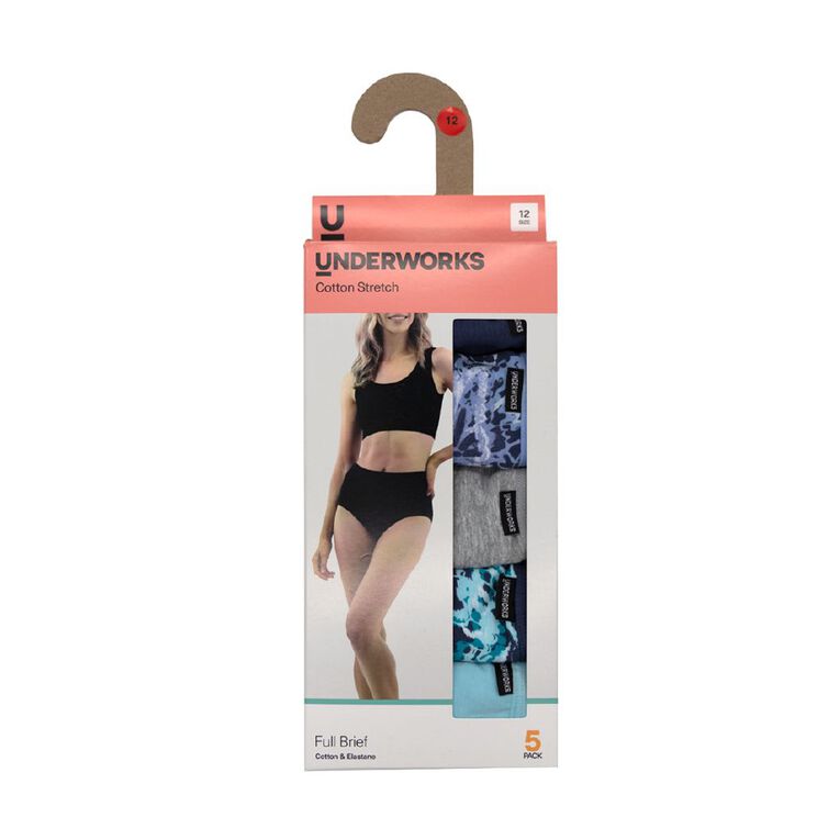 Underworks Women's Full Briefs 5 Pack, Blue Dark, hi-res