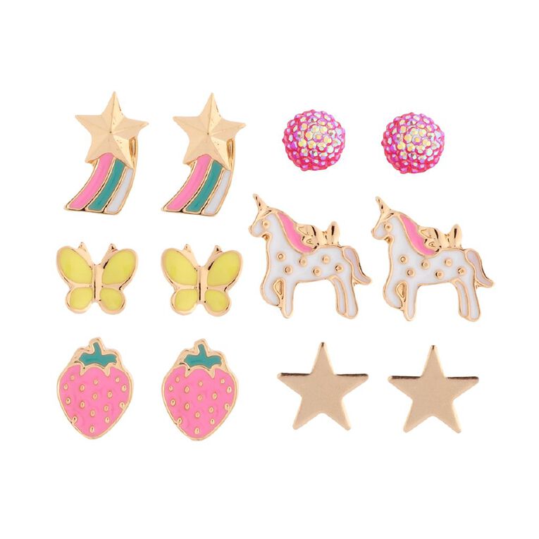 Young Original Kids' Pony Star Gold Stud Earrings 6 Pairs, , hi-res