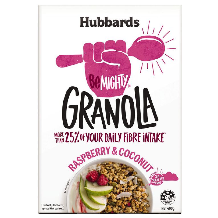 Hubbards Be Mighty Raspberry and Coconut 400g