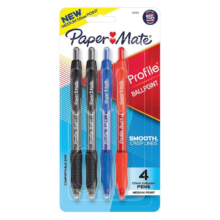 Paper Mate Profile Retractable 1.0mm Ballpoint Pens Assorted 4 Pack, , hi-res