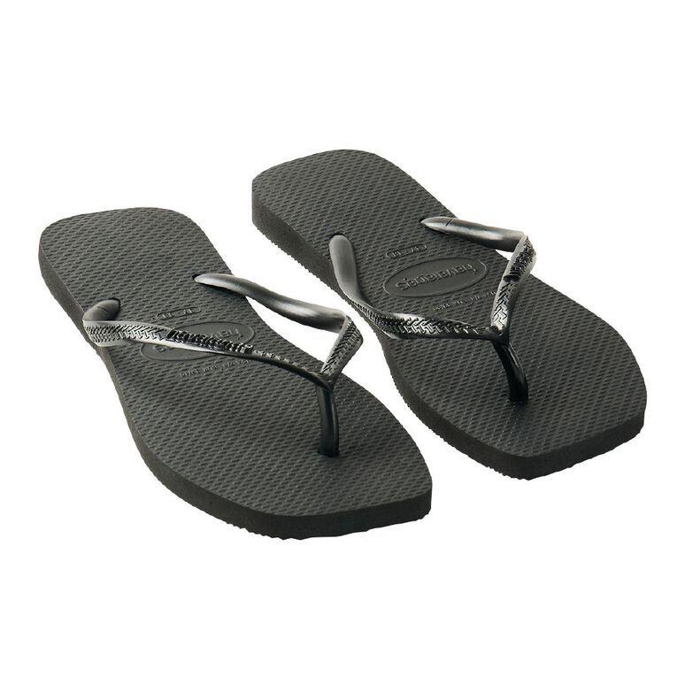 Havaianas Slim Square Jandals, Black, hi-res
