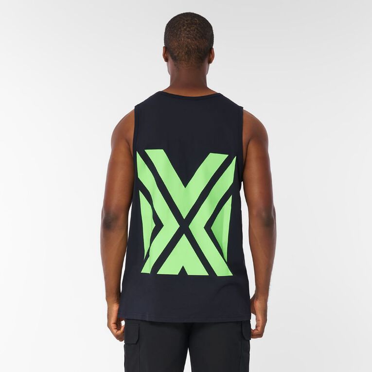 Rivet Men's Printed Fluoro Singlet, Navy, hi-res