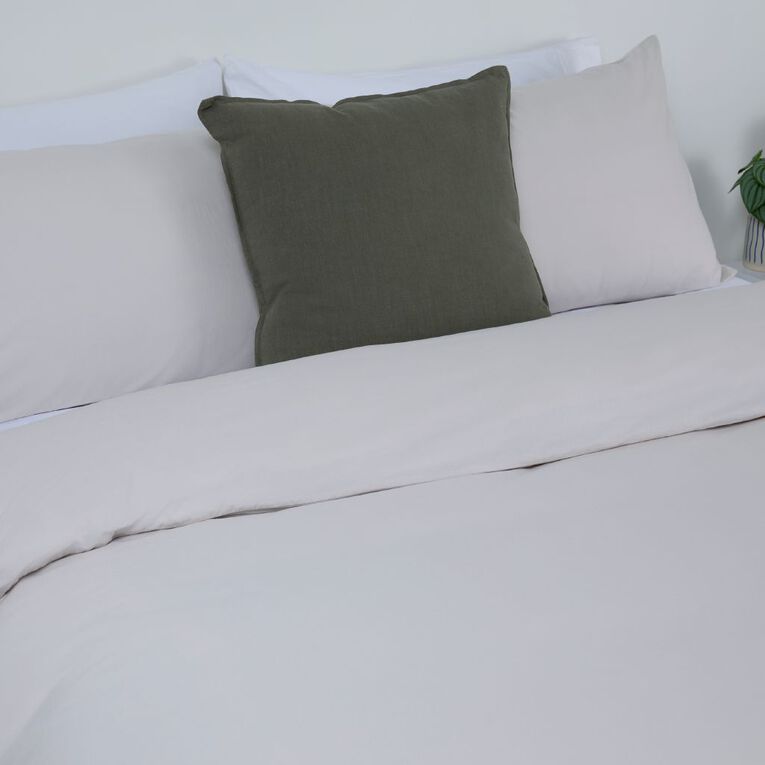 Living & Co Duvet Cover Set Washed Cotton Natural Queen, , hi-res
