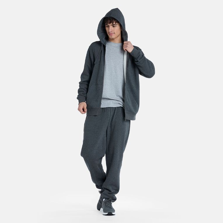 H&H Men's Zip-Thru Hooded Sweatshirt, Charcoal/Marle, hi-res