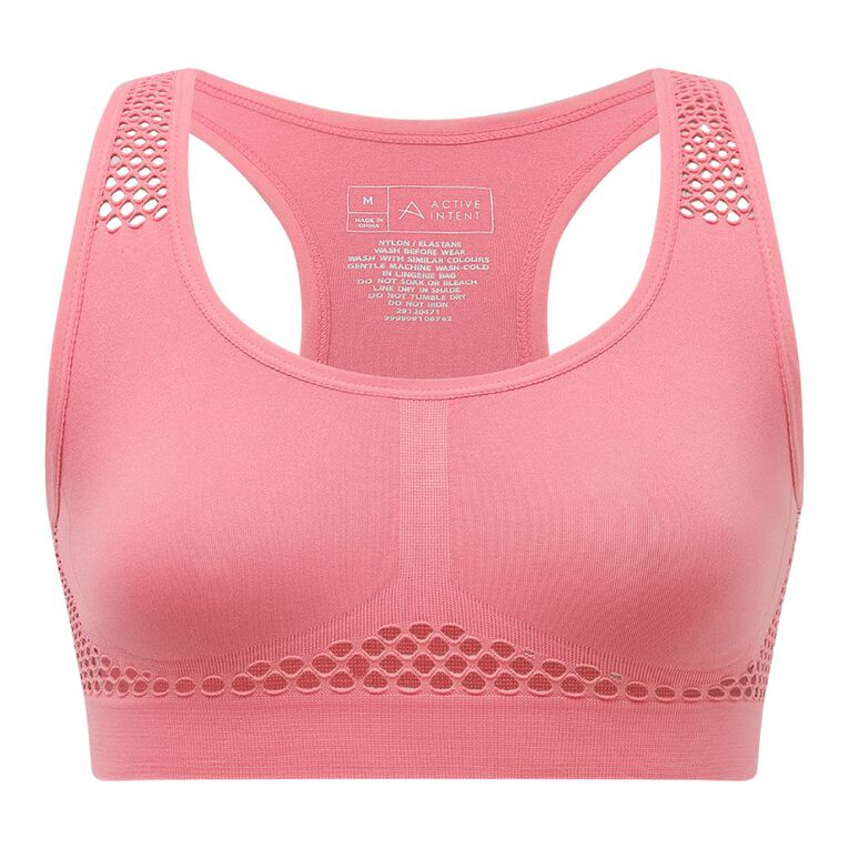 Active Intent Women's Wirefree Seamfree Crop, Pink Mid, hi-res
