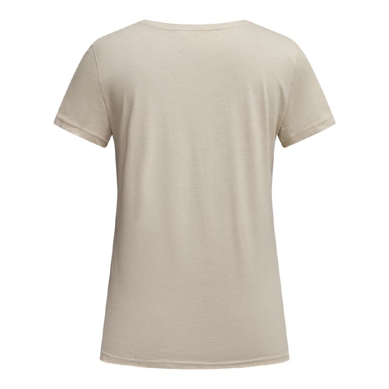 H&H Women's Essential Short Sleeve V-Neck Tee, Brown Light, hi-res