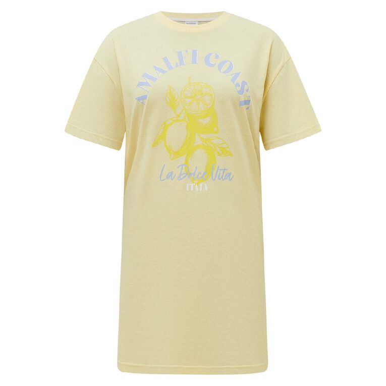 H&H Women's Boxy Tee Nightie, Yellow Light, hi-res
