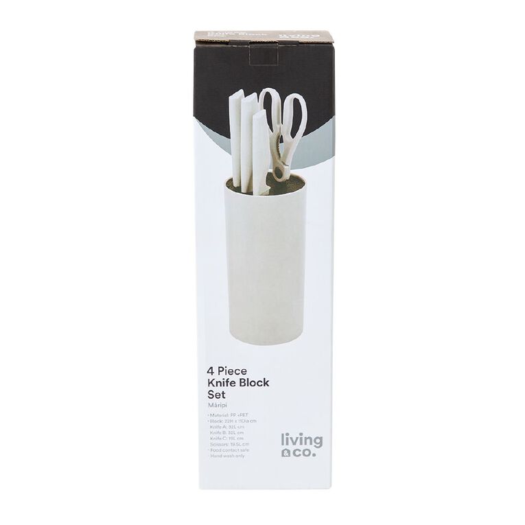Living & Co Knife Block 4 Piece Set Grey, , hi-res