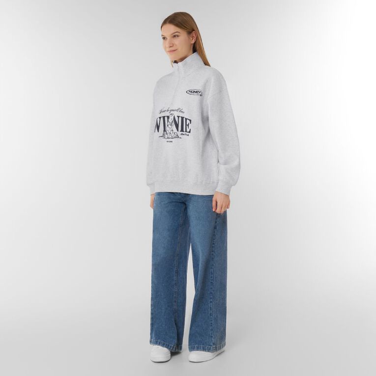 Winnie the Pooh Women's Winnie the Pooh 1/4 Zip Sweat, Cream, hi-res
