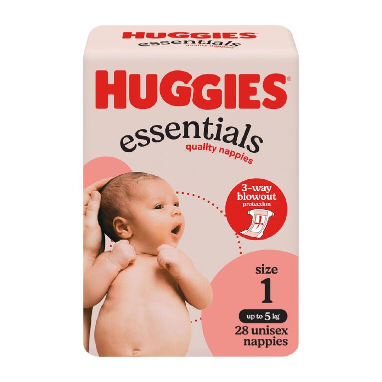 Huggies Essential Nappy Size 1 up to 5kg 28 Pack, , hi-res