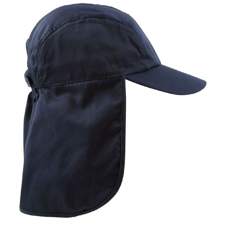 Schooltex Kids' Drill Flap Cap, Navy, hi-res