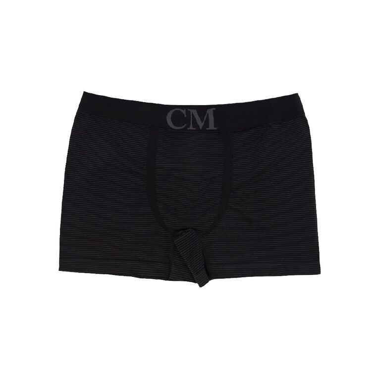 Clio Men's Seamfree Stripe Trunks 2 Pack, Black/Blue, hi-res