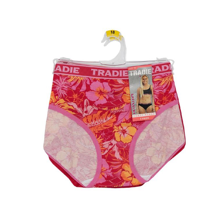 Tradie Women's Curve Bikini 3 Pack, Pink Dark, hi-res