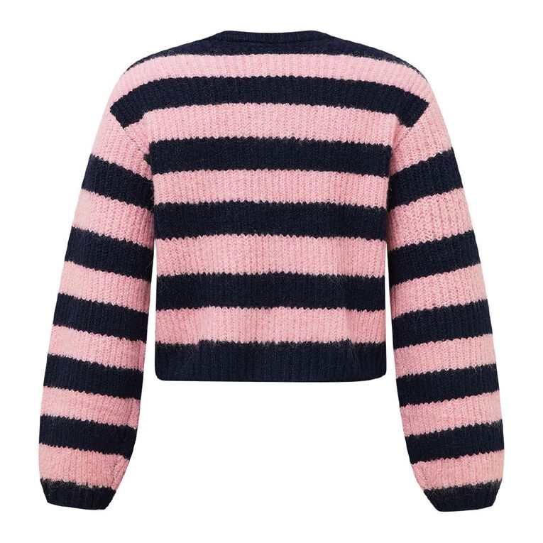 H&H Women's Fluffy Knit Cardigan, Pink Mid, hi-res