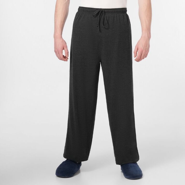 H&H Men's Plain Knit Pyjama Pants, Charcoal, hi-res