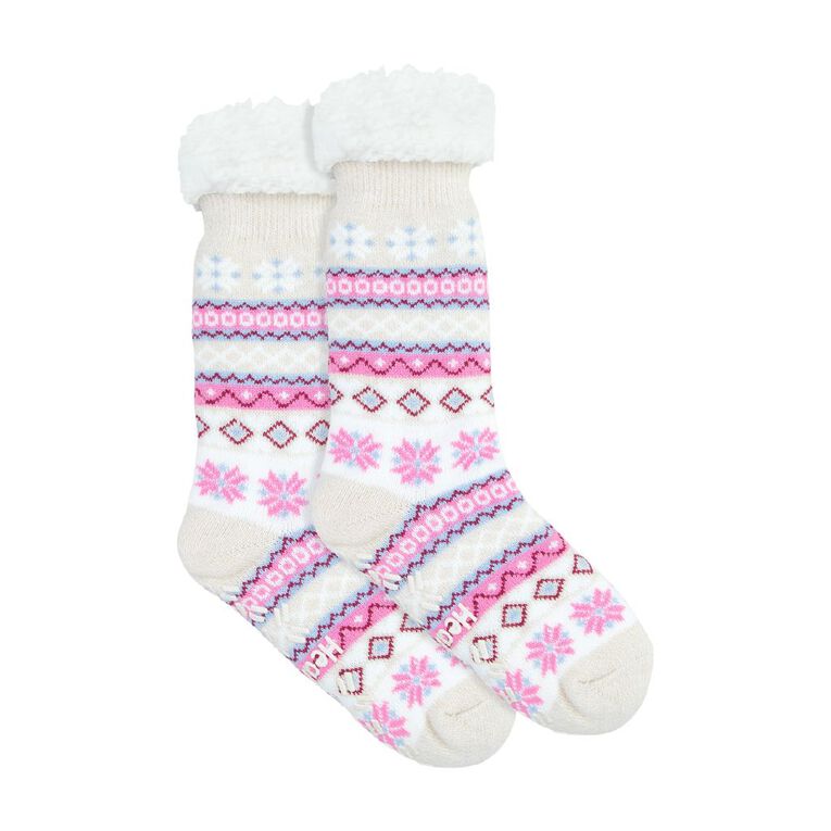 Underworks Women's Heat Bods Sherpa Crew Socks 1 Pack, Purple, hi-res