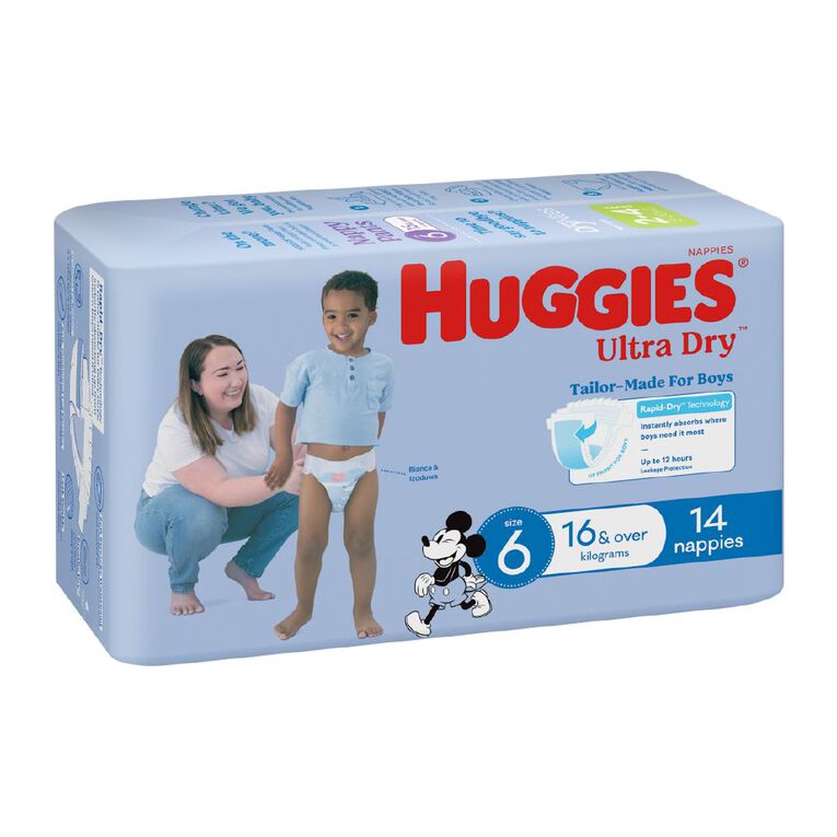 Huggies Boys' Convenience Nappy Junior Size 6 16+kg 14 Pack, , hi-res