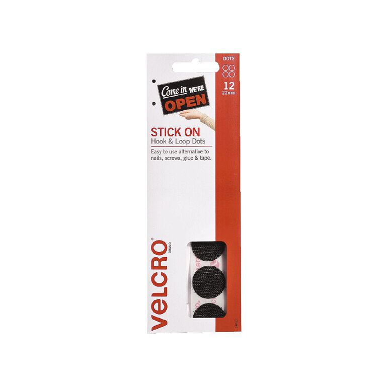 VELCRO Brand Hook & Loop Handy Dots 22mm 12 Set Black, , hi-res