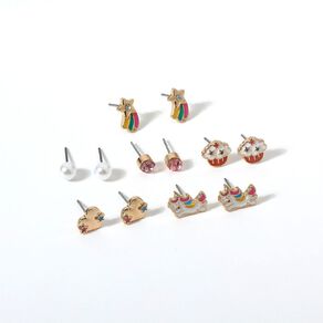 Young Original Kids' Stud Earrings 6 Pairs Rainbow