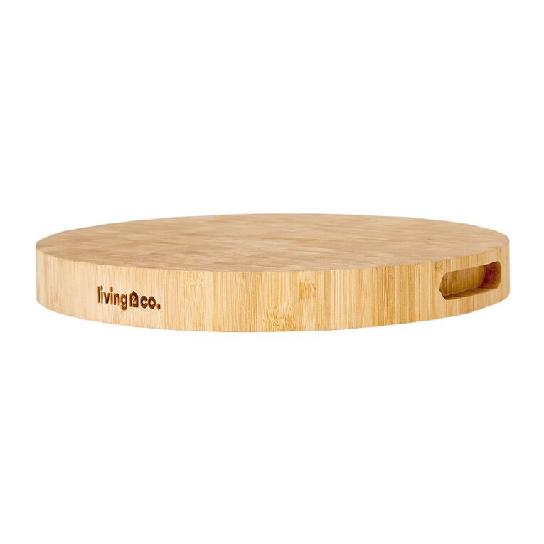 Living & Co Round Bamboo Butcher's Block Natural 40cm, , hi-res