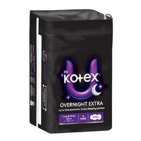 U By Kotex Maxi Overnight Long Pads with Wings 8 Pack