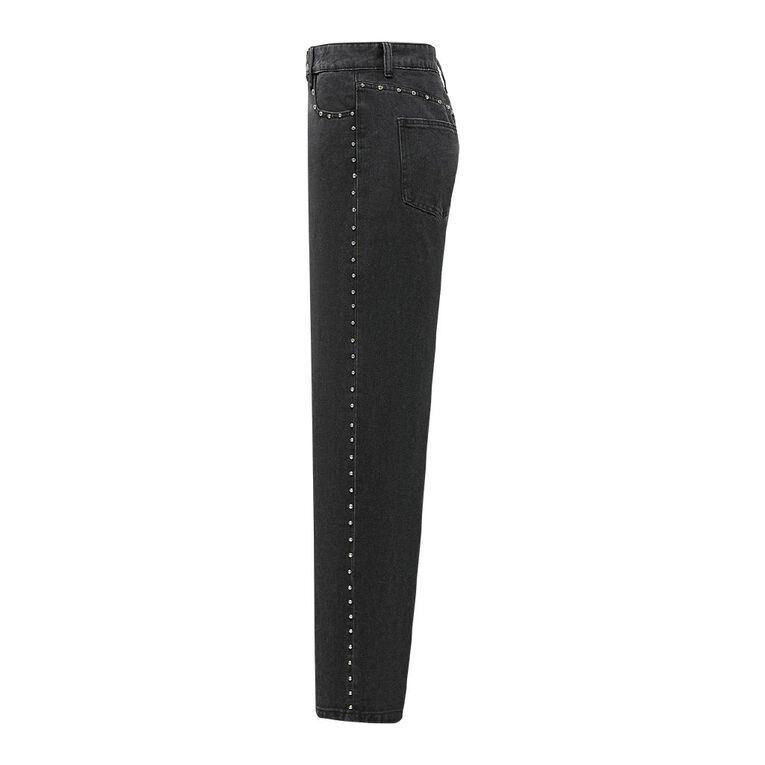 H&H Women's High Rise Wide Leg Embellished Jeans, Black, hi-res