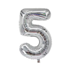 Party Inc Foil Balloon #5 Silver 35cm