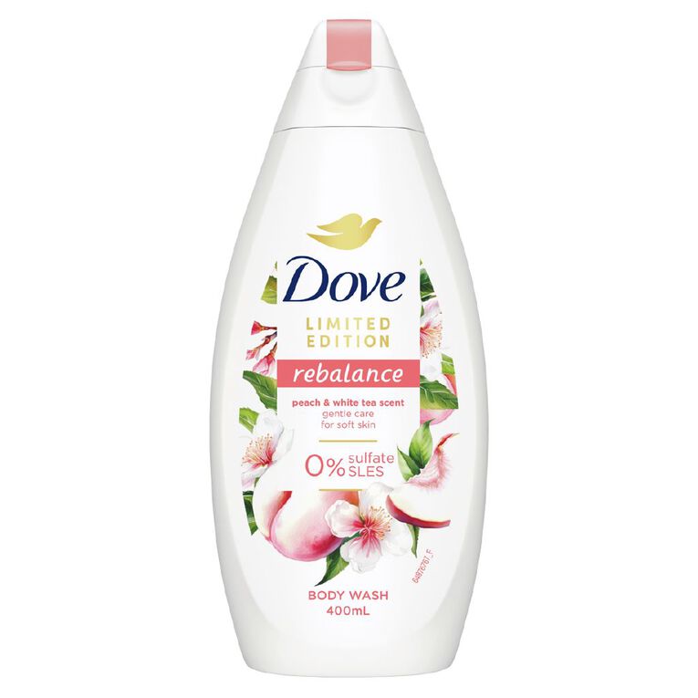 Dove Essential Body Wash Peach And White Tea Gentle Cleansing 400ml, , hi-res
