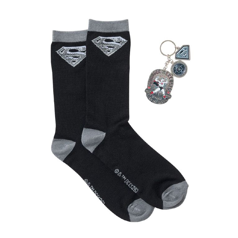 Superman Sock and Keyring Set, , hi-res