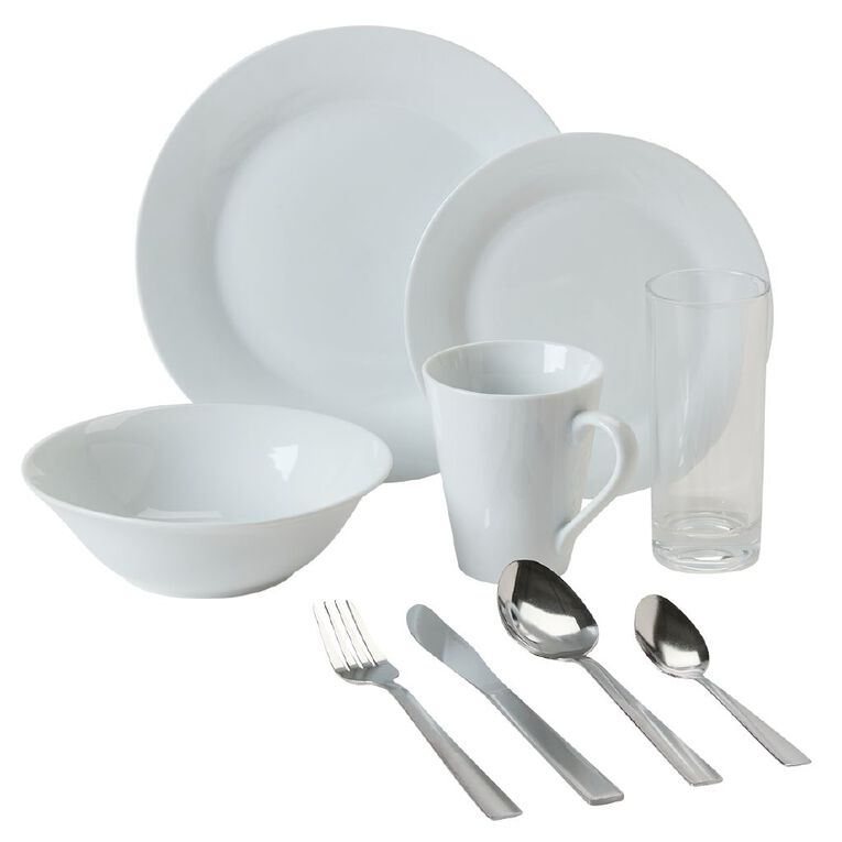 Living & Co Dining Starter Set White 54 Piece, , hi-res