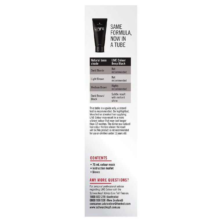 Schwarzkopf Live Colour Hair Colour Deep Black XL, , hi-res