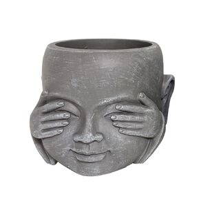 Kiwi Garden Cement Garden Pot Faces Assorted 12cm