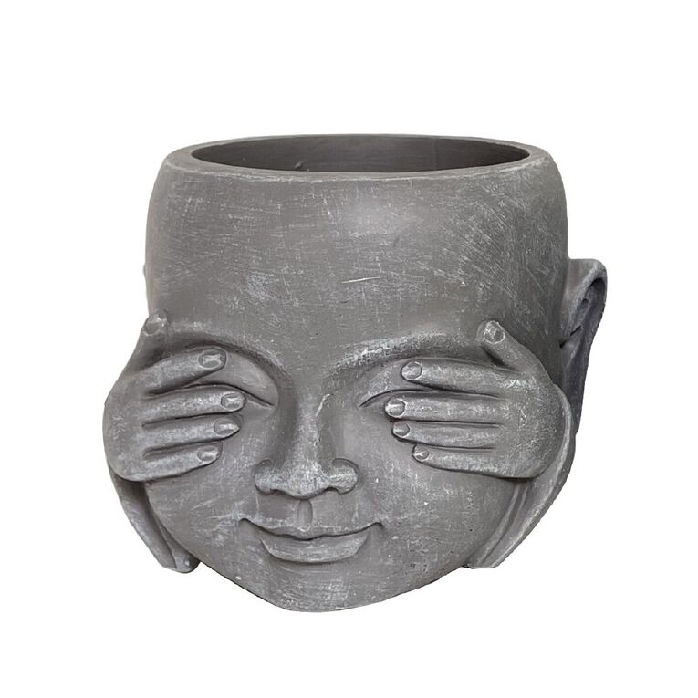 Kiwi Garden Cement Garden Pot Faces Assorted 12cm, , hi-res