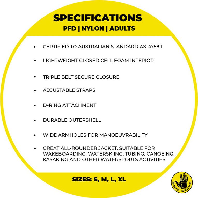 Body Glove Adults Nylon Personal Flotation Device Large | The Warehouse