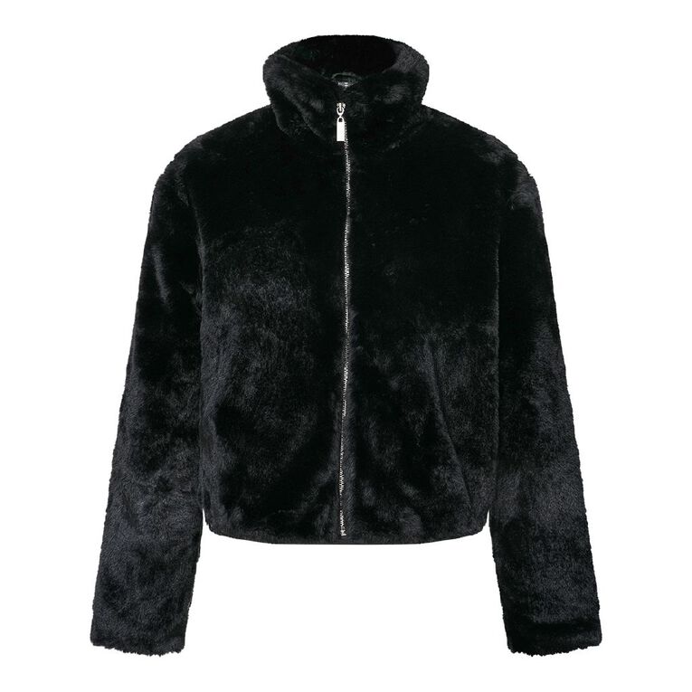 H&H Women's Faux Fur Jacket, Black, hi-res
