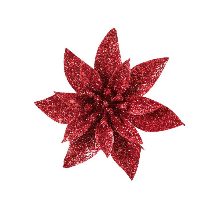 Wonderland Flower Clip Christmas Decoration Red 4 Pack, , hi-res