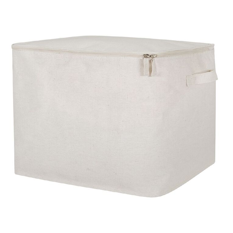 Living & Co Linen Blend Soft Storage Case with Zip Square Cream, , hi-res