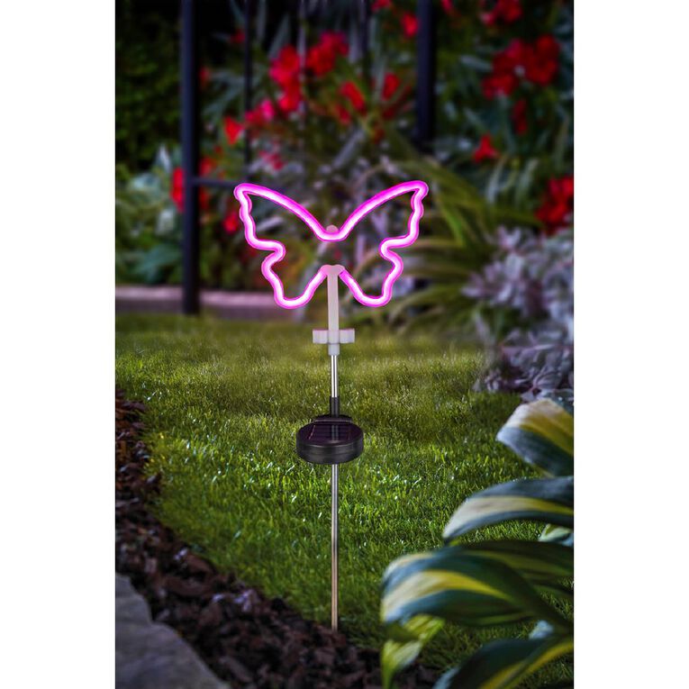 Kiwi Garden Solar Neon Butterfly Light, , hi-res