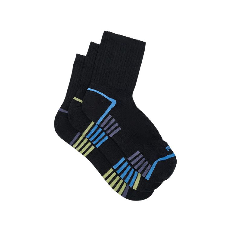 Rio Men's Active Mid Crew Socks 3 Pack, Black, hi-res