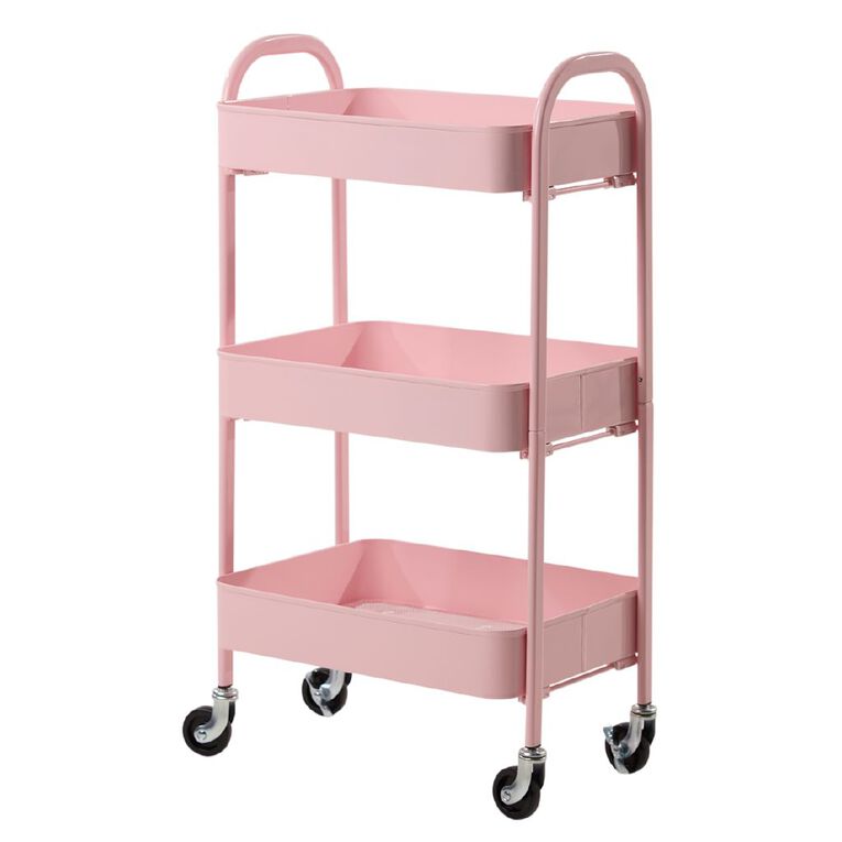 Living & Co Eva 3 Tier Metal Trolley Pink, , hi-res