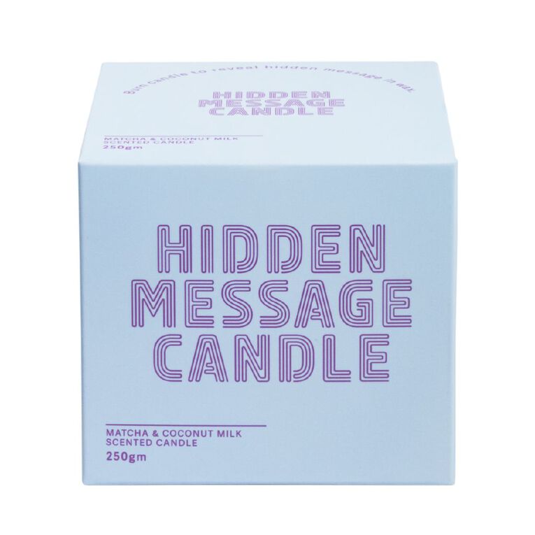 Living & Co Hidden Message Candle Matcha & Coconut Milk Blue Light 250g, , hi-res