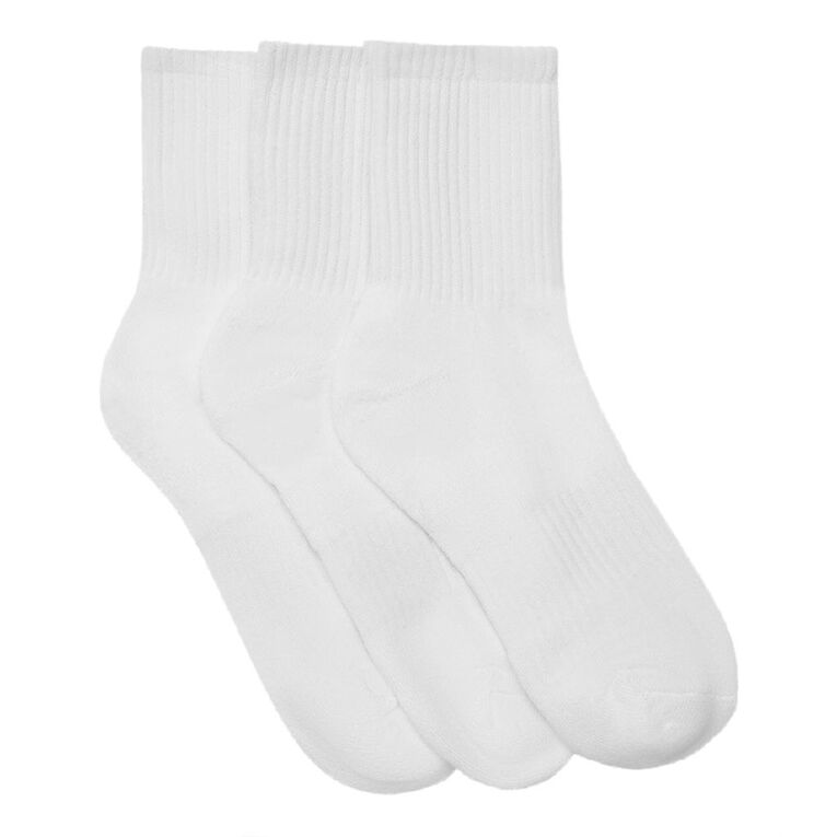 Active Intent Women's Cushioned Half Crew Socks 3 Pack, White, hi-res