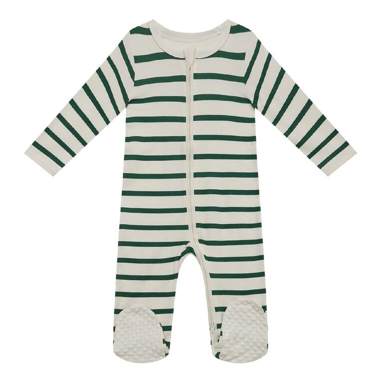 Young Original Babies' Zip-Thru Footed All-in-One, Green Dark, hi-res