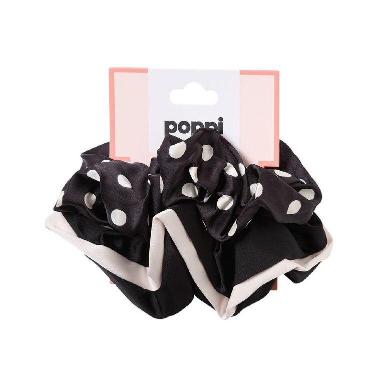 Poppi Contrast Scrunchies Black/White 2 Pack, , hi-res
