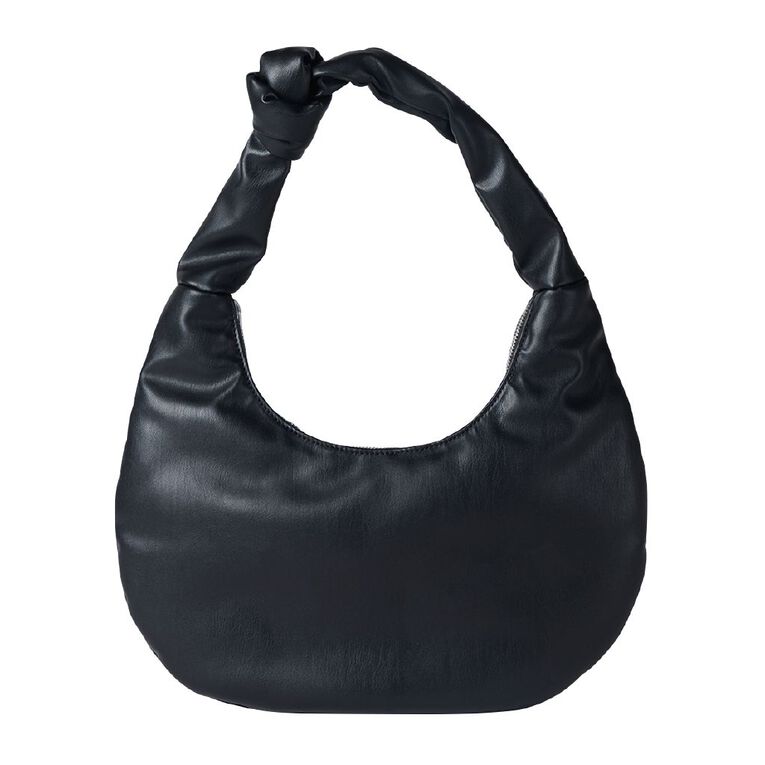 H&H Knot Detail Crescent Shoulder Bag, Black, hi-res