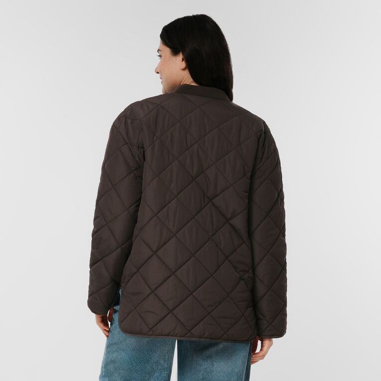 H&H Women's Quilt Jacket, Brown Dark, hi-res