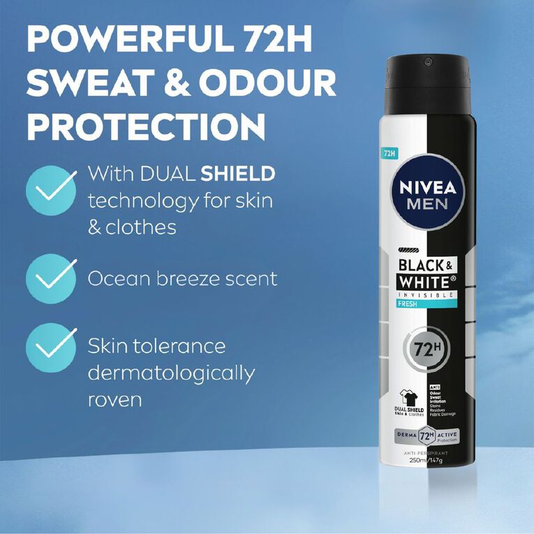 Nivea Deo Aero Men Invisible Black And White Fresh, , hi-res