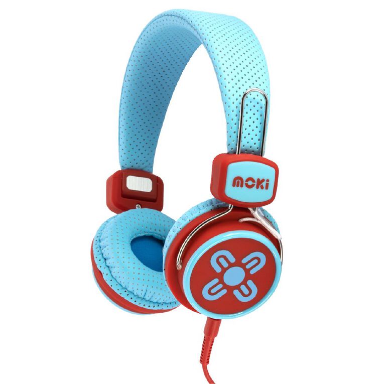 Moki Kids' Safe Volume Limited Wired In Ear Headphones Blue/Red, , hi-res