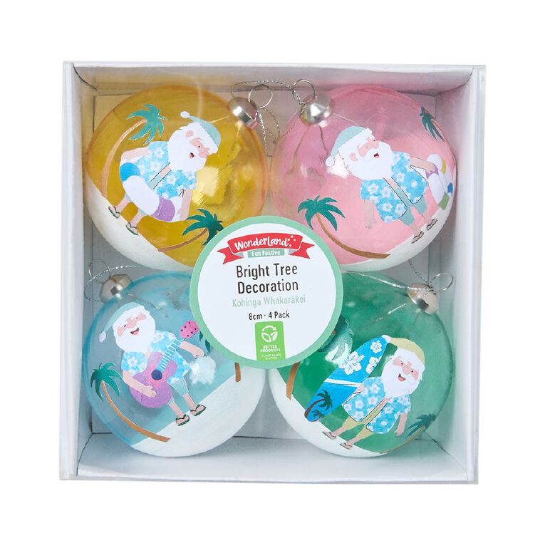 Wonderland Fun Festive Bright Christmas Tree Decorations Assorted 4 Pack, , hi-res