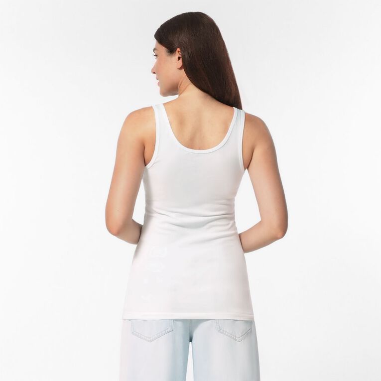 H&H Women's Essential Stretch Longline Tank, White, hi-res